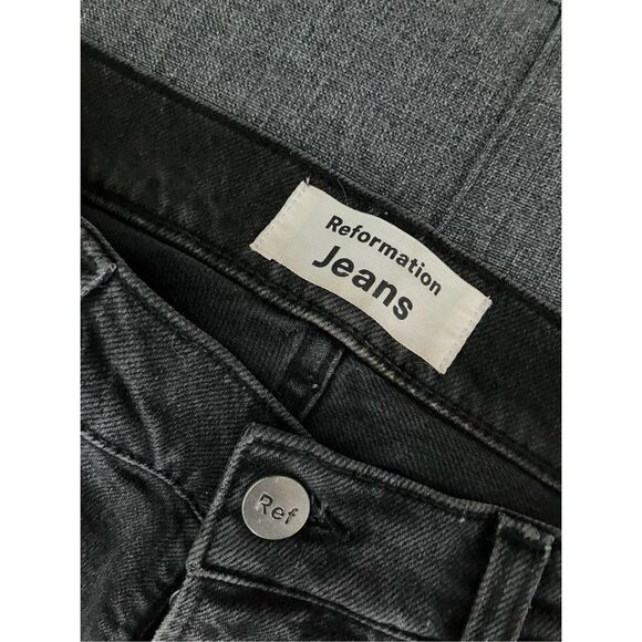 REFORMATION Black Erie Wash High Rise Button Fly Jeans Size 26 - Picture 10 of 12